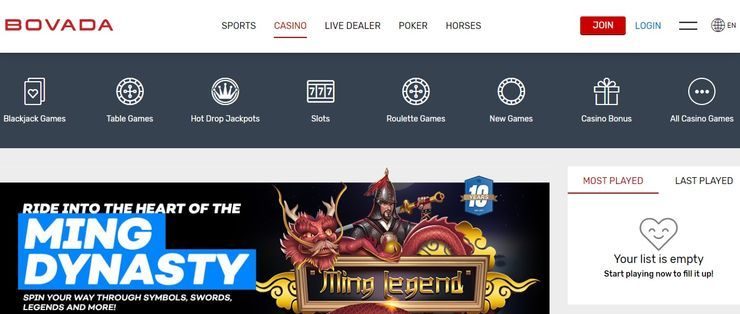 Bovada Homepage for Online Gambling in Ohio