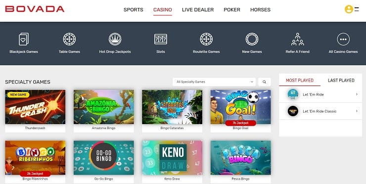 Bovada Casino Specialty Games