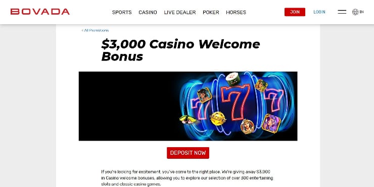 casino welcome bonus offer at Bovada
