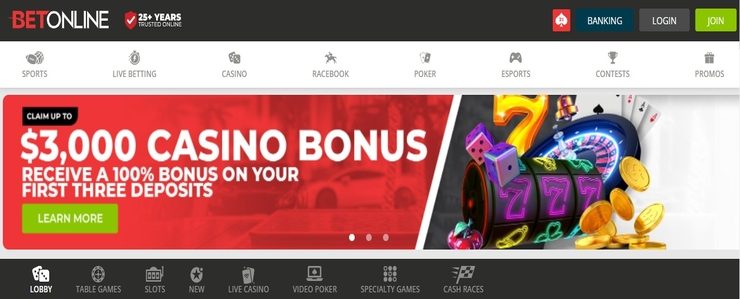 BetOnline Homepage for Online Gambling Ohio