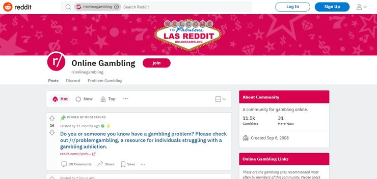 Subreddit discussing the best online gambling sites on Reddit