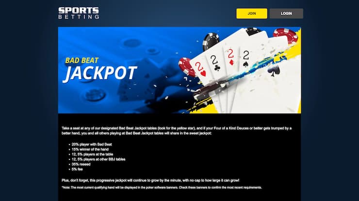 Sportsbetting.ag Poker Bad Beat Jackpot