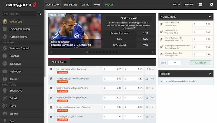 Everygame Sports Betting Interface